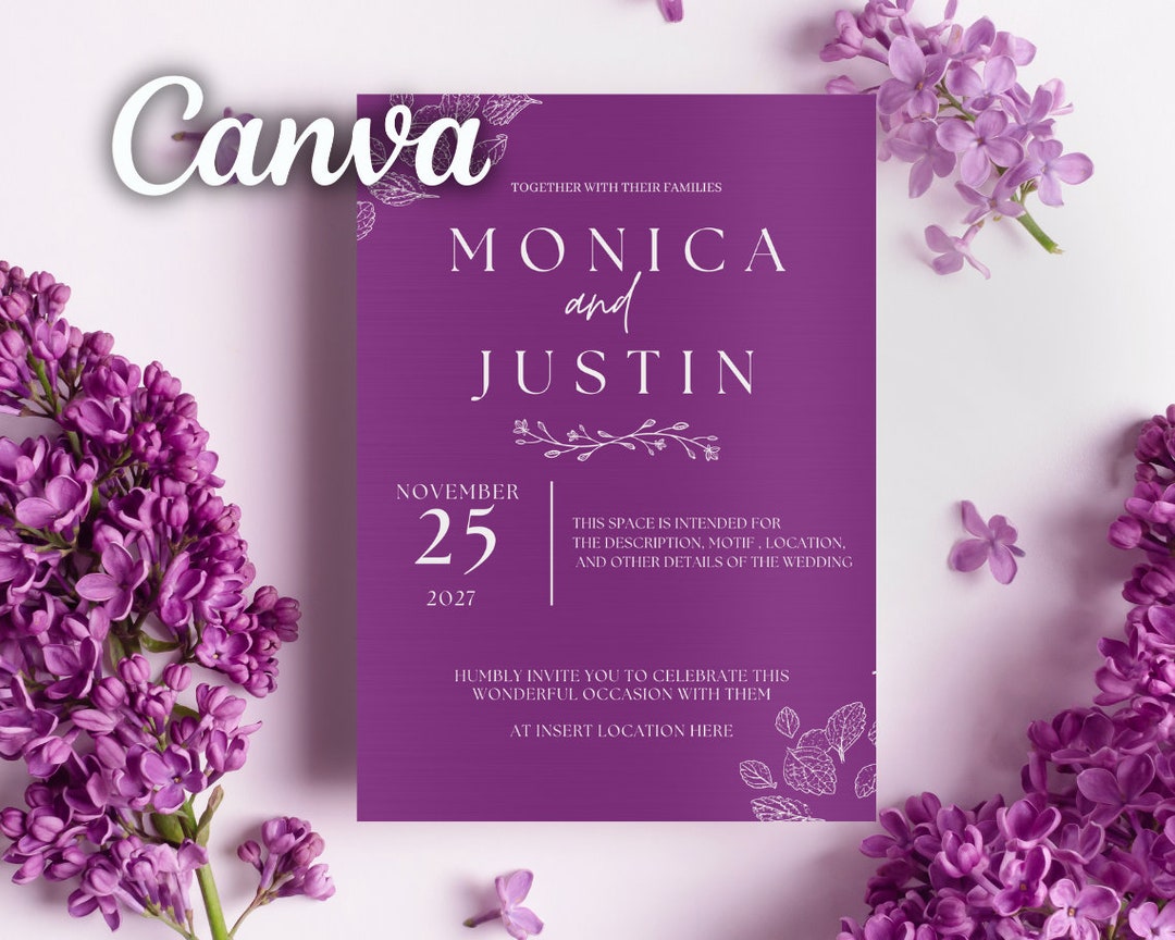 Wedding Invitation Canva Template Printable Wedding Invitation Etsy