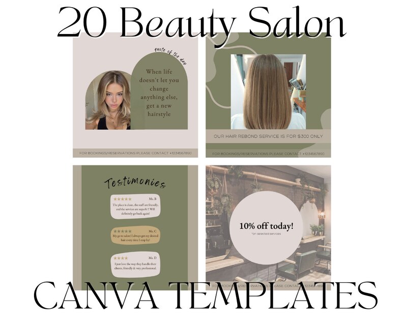 20 Hair Stylist Instagram Post Templates Hair Beauty Salon Etsy