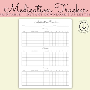 Medication Tracker Printable, Medication Log, Medication List, Medication Tracker Monthly, Medication Tracker for Chronic Illnesses