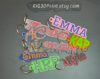 Personalized Key Ring - Soft and Flexible 3D printed to order. 2 colors, up to 12 characters.