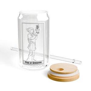 Vaso con forma de carta del tarot para jardinería, taza con forma de planta de potos, diseño moderno de dibujos animados, regalo para principiantes en jardinería, vaso de 16 oz, planta