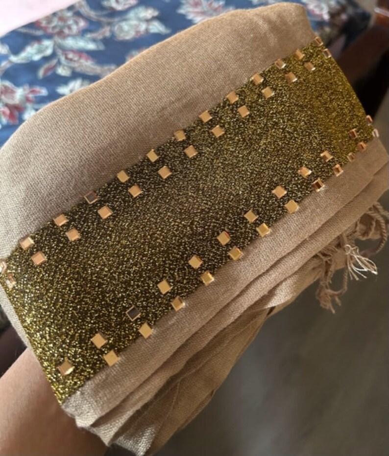 Hijabs With Sparkly Golden Border & Studs Glitter Hijab Etsy