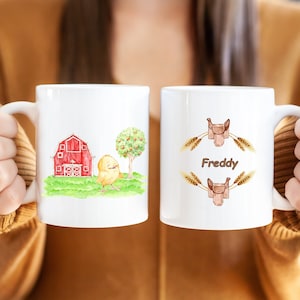 Kids Personalized Chicken Mug | Cute Farm Animal Mug for Boys and Girls | Hot Chocolate Mug | 11 oz Ceramic Hot Cocoa Coffee Cup