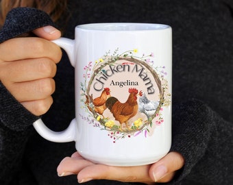 Personalized Chicken Mug | Chicken Mama Coffee Cup | Homestead Crazy Chicken Lady