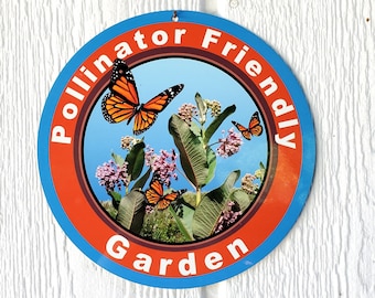 Pollinator Friendly Garden Sign | Milkweed for Monarchs Sign | Butterfly Pollinators Welcome Sign for Garden | Bees Butterfly Gift Garden