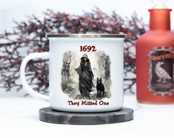 Enamel Witch Mug | Witchy Gifts Witch's Mug | 1692 They Missed One Halloween Witch Brew Mug | Halloween Coffee Cup