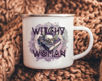 Enamel Witch Mug | Witchy Gifts Witch's Mug | Witchy Woman Halloween Witch Brew Mug | Halloween Coffee Cup