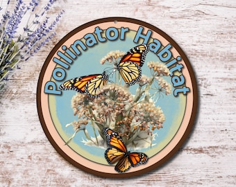 Pollinator Friendly Garden Sign | Monarch Butterfly Pollinators Sign for Garden | Bees Butterfly Gift Garden