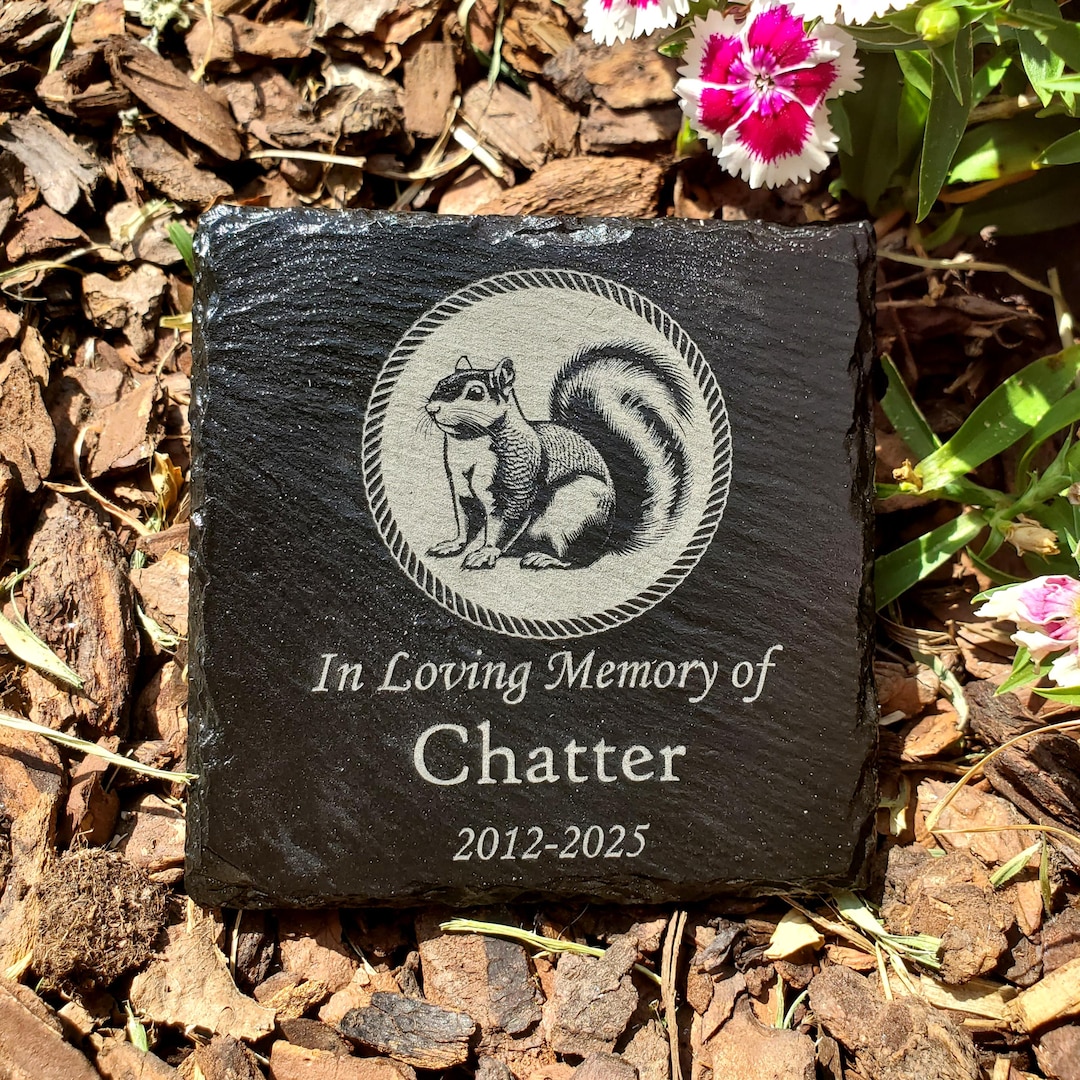 Small Personalized Squirrel Memorial Stone – Engraved Slate Grave ...