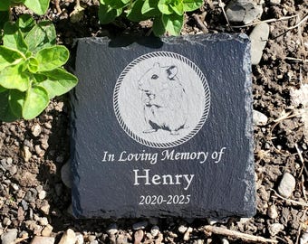 Small Personalized Hamster Memorial Stone – Engraved Slate Grave Marker for Pet Rodent
