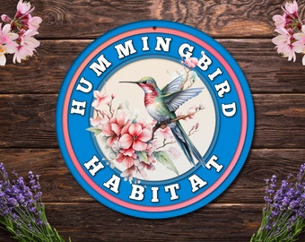 Hummingbird Habitat Garden Sign | Pretty 8" Bird Lover Sign | Gift for Gardener
