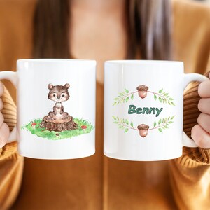 Kids Personalized Bear Mug | Cute Woodland Animal Mug for Boys and Girls | Hot Chocolate Mug | 11 oz Ceramic Hot Cocoa Coffee Cup