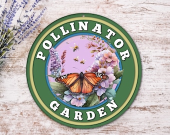 Pollinator Garden Sign | Monarch Butterfly Pollinators Sign for Garden | Bees Butterfly Gift Garden