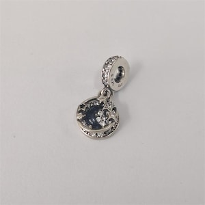 ALE S925 Silver Pandora Blue Night Sky Crescent Moon Stars Dangle Charm