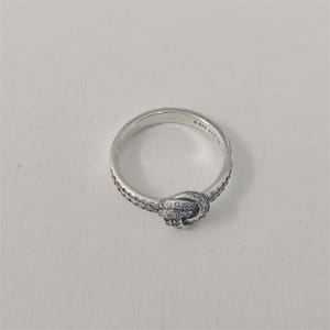 Silver Pandora Shimmering Knot Ring With Gift Box