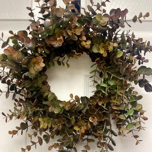 Mini Farmhouse Fall  Eucalyptus Wreath, Eucalyptus Wreath, Year Round Wreath, Wall Decor, Gallery Wall, Spring Wreath Candle Ring