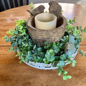 Mini Farmhouse Wreath, Greenery Wreath, Year Round Wreath, Wall Decor, Gallery Wall, Spring Wreath Candle Ring