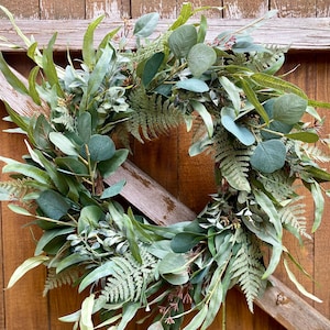 Year Round Eucalyptus Wreath for Front Door, Greenery Wreath, Eucalyptus, Fern, Flower Buds, Farmhouse Decor, Summer, Spring Wreath, Wedding