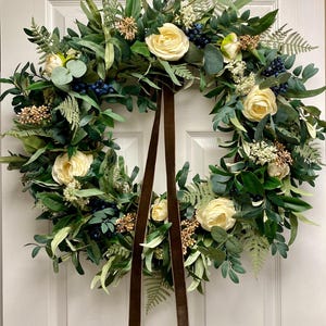 Year Round Greenery Wreath, Spring Entryway Decor, Eucalyptus Wreath, Farmhouse Wreath, Neutral Front Door Wreath, Mother’s Day Gift, House