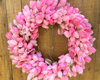 Spring Wreath for Front Door, Tulip Wreath, Summer Wreath, Easter Wreath, Spring Front Porch, Mother’s Day Gift, Best Housewarming Gift