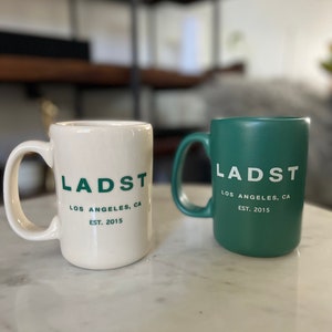 Los Angeles Mug Cup, Ceramic Mug Cup, Coffee Cup, Simple Mug Cup, Mug cup Gift, Green Matte mug, mug cup made in USA, LA Travel gift, ladst
