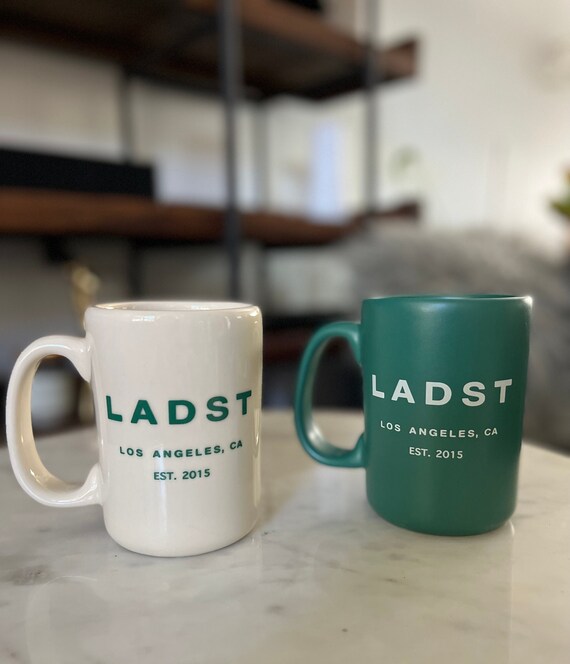 Los Angeles Mug Cup, Ceramic Mug Cup, Coffee Cup, Simple Mug Cup, Mug cup Gift, Green Matte mug, mug cup made in USA, LA Travel gift, ladst