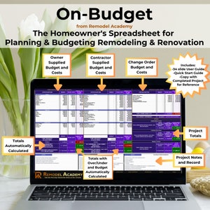 On-Budget: The Homeowner's Spreadsheet for Planning and Budgeting Remodeling & Renovation | Home Renovation Planner and Spreadsheet
