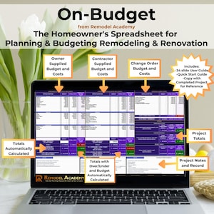 On-Budget: The Homeowner's Spreadsheet for Planning and Budgeting Remodeling & Renovation | Home Renovation Planner and Spreadsheet