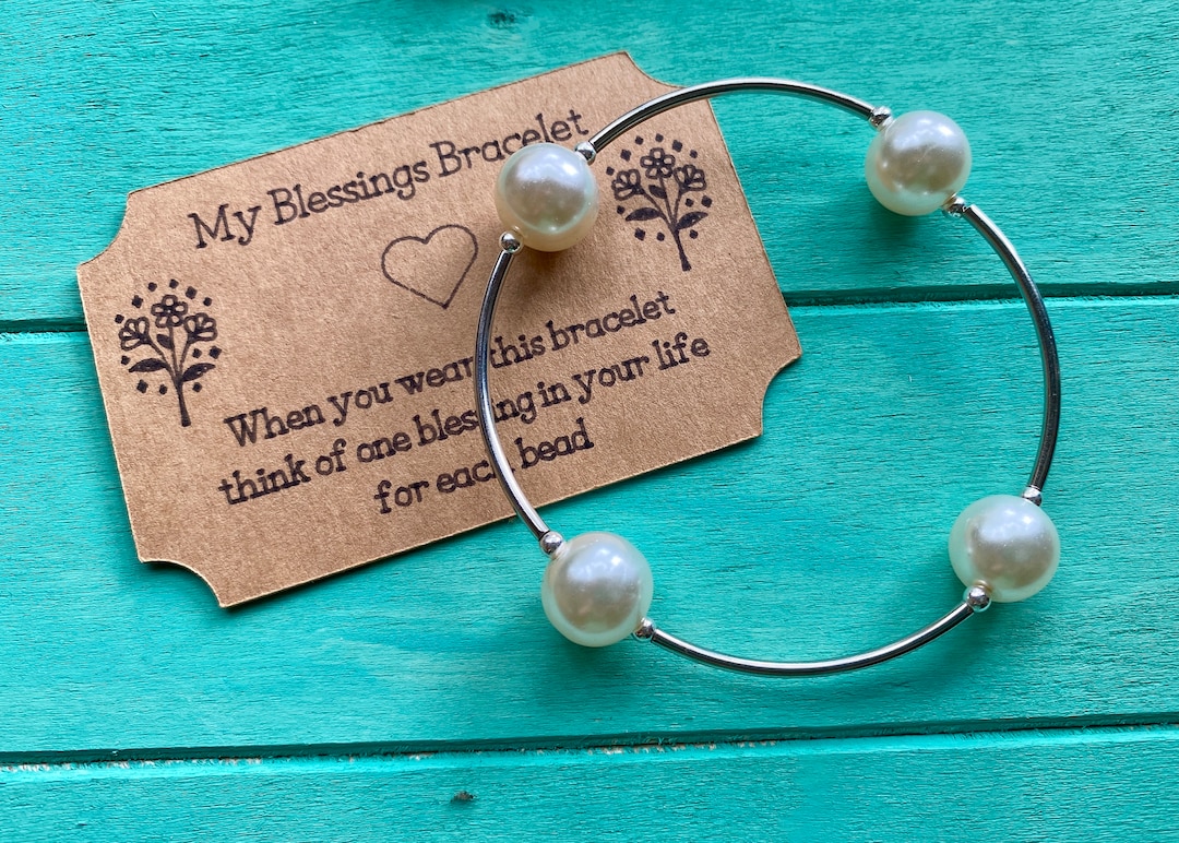 My Blessings Bracelet With Glass Pearl Beads Etsy