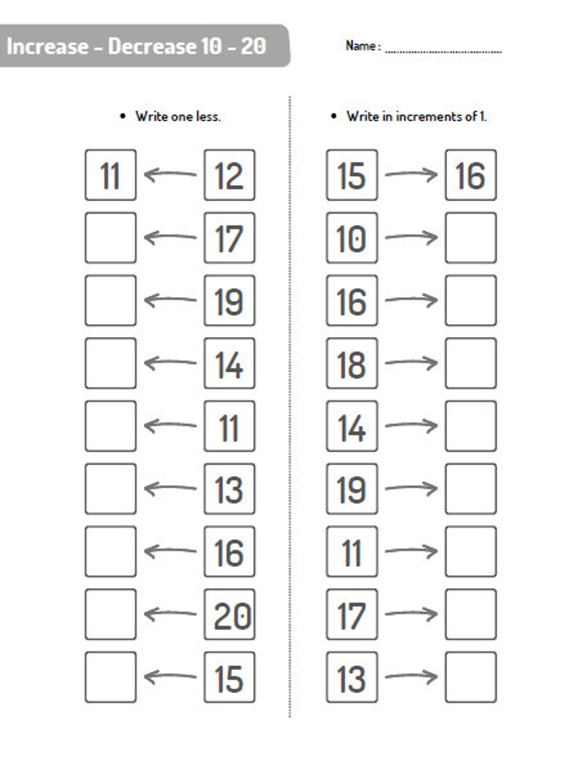 Increase Decrease Worksheet 5 Pages PDF - Etsy