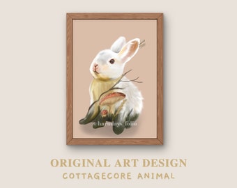 Printable Cute Cottagecore Rabbit Original Instant Download