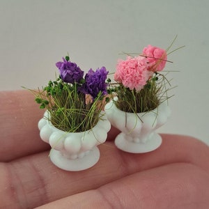 1:12 Miniature Dollhouse Greenery Flower Plant Pot Spring Home Decoration Farmhouse Dollhouse Decor Doll House Miniature Scene 1/12th Scale