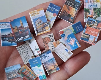 Maison de poupée miniature voyage carte de la ville guide carte postale passeport accessoires maison de poupées maison de poupée décor miniature scène 1:12 1/12e