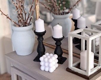 Bougie pour maison de poupée miniature, pilier, décoration de la maison, bougeoir, décoration de maison de poupée moderne, style ferme, scène miniature à l'échelle 1/12