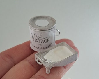 Miniature Dollhouse Paint Jar Dolls House Crating Renovating Colour Tray Set Home Decor 1:12