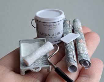 1:12 Miniature Dollhouse Wallpaper Paste Jar Dolls House Creating Renovation Wallpapering Set Dollhouse Decor Miniature Scene 1/12th Scale