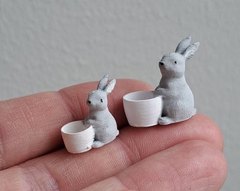 Miniature Dollhouse Easter Bunny Bowls Rabbit Decorating Home Decor Dolls House Miniature Scene 1:12 1/12th Scale