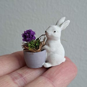 Miniature Dollhouse Easter Bunny: 1/12 Scale Decor