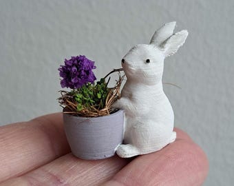 Miniature Dollhouse Easter Bunny: 1/12 Scale Decor