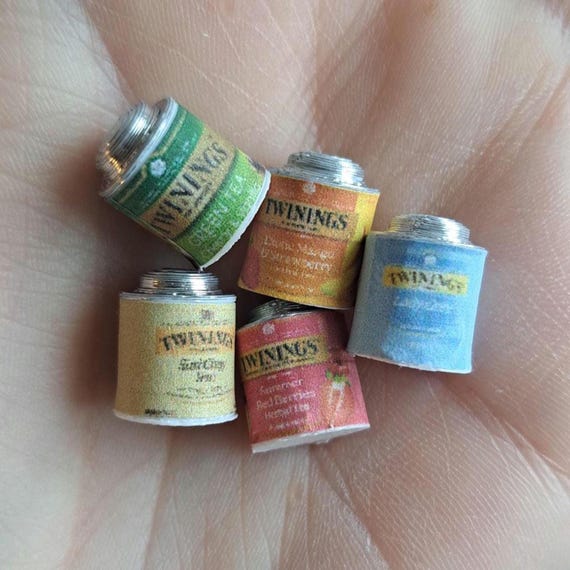 Miniature Dollhouse Tea Jars: 1/12 Scale Kitchen Decor, Set of 5