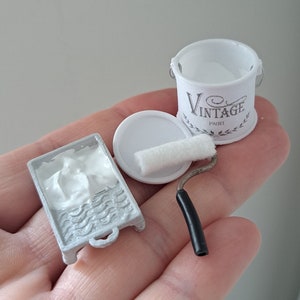 1:12 Miniature Dollhouse Paint Jar Dolls House Creating Renovating Colour Tray Painting Set Home Decor Miniature Scene 1/12th Scale