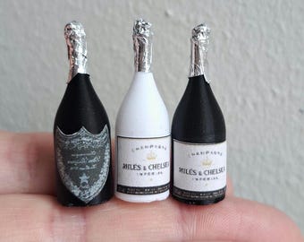 Miniature Dollhouse Champange Bottle: 1/12 Scale Decor