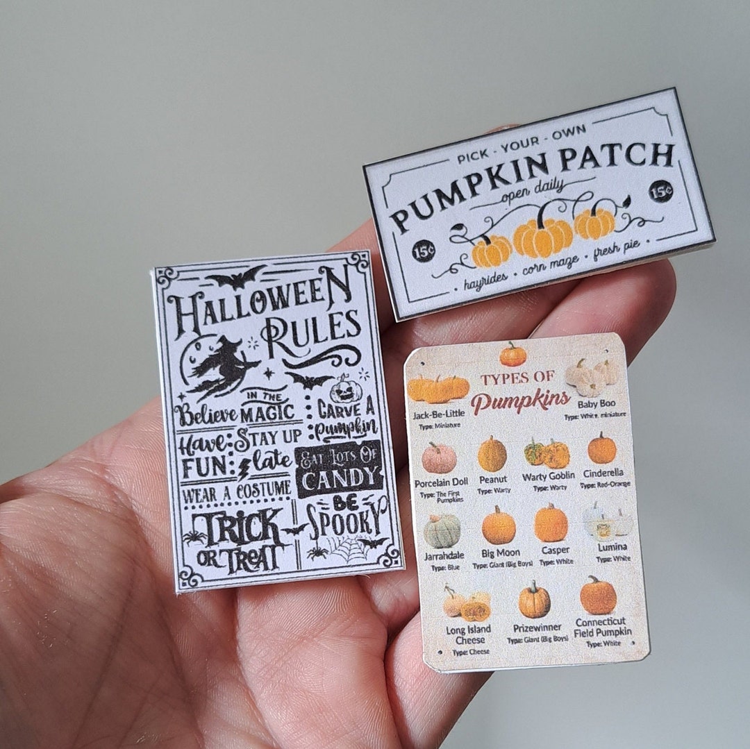 Miniature Dollhouse Halloween Decoration Sign Pumpkins Home Etsy