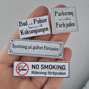 Miniature Dollhouse Swedish Retro Signs: 1/12 Scale Scandi Decor