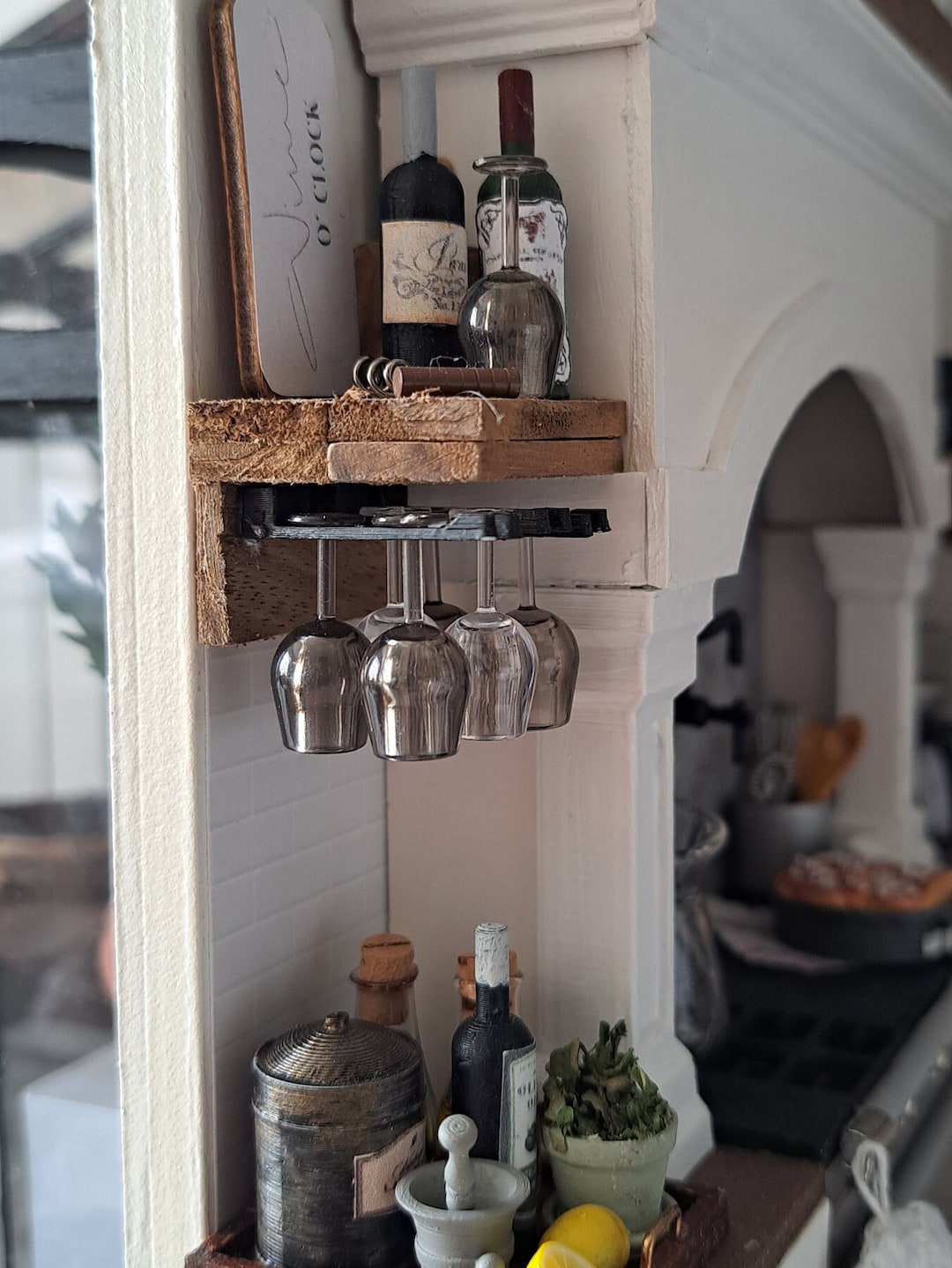 Miniature Dollhouse Wine Glass Rack Home Kitchen Ware Decoration Dolls