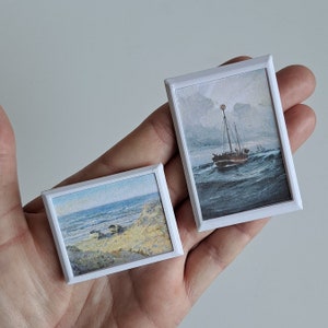 1:12 Miniature Dollhouse Art Wall Paintings Skagen Denmark Danish Home Decorating Dolls House Dollhouse Decor Miniature Scene 1/12th Scale
