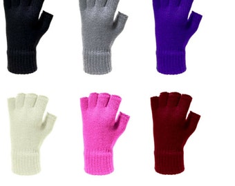 Ladies Womens Warm Knitted Thermal Halffinger/Fingerless Cosy Gloves