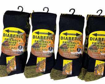 6 Pairs Mens Diabetic Friendly Heavy Duty Work Socks Wide Top Cushioned UK 6-11