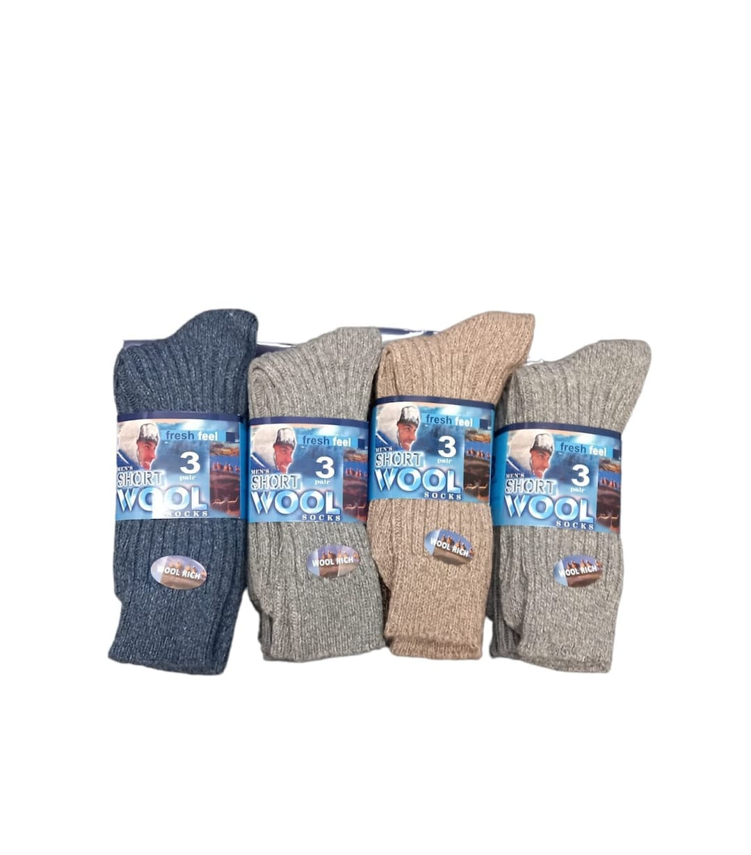 3 Pairs Mens Wool Chunky Extra Thick Knitted Winter Work Boot Sock