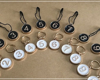 0-9 Numbered Stitch Markers, Set of 11, Progress Markers for Knitting/Crochet, Row Counter Markers